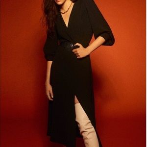 NEW Zara Limited Edition Black Wrap Midi Dress